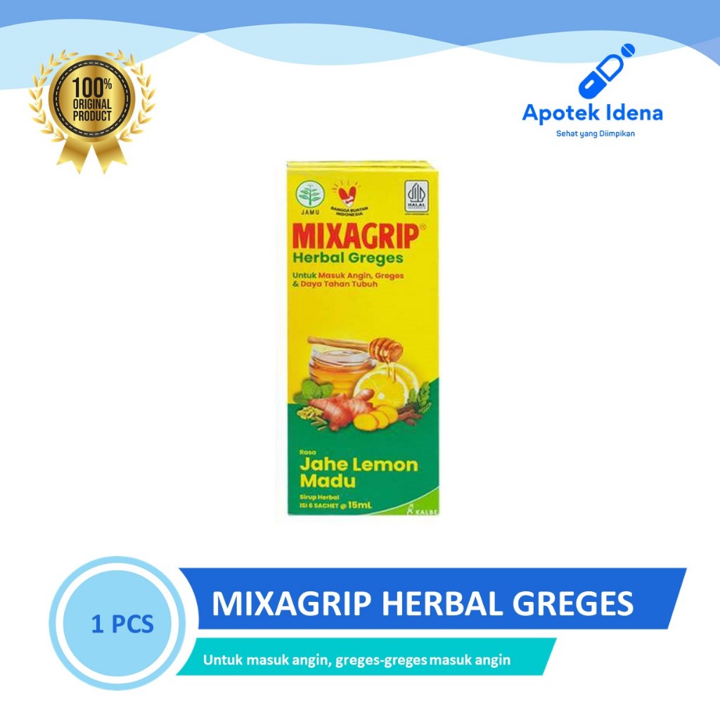 

MIXAGRIP HERBAL GREGES PERBOX ISI 6 SACHET UNTUK DAYA TAHAN TUBUH, MASUK ANGIN DAN GREGES BADAN