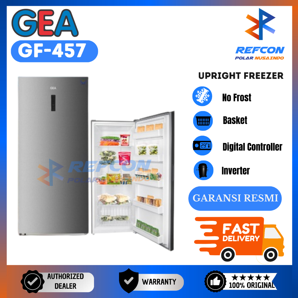 GEA GF-457 Upright Freezer 457 Liter | Low Watt No Frost | Freezer Vertikal