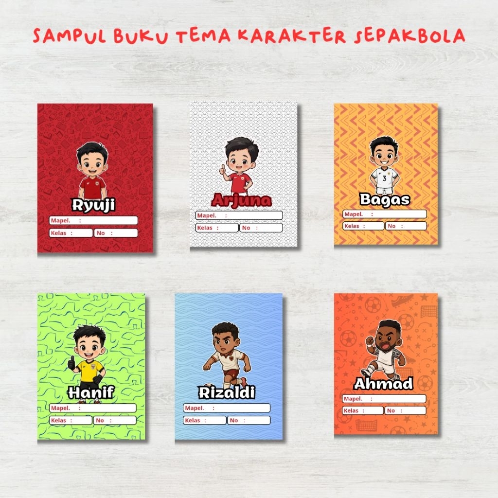 

Sampul Buku Anak Tema Sepakbola | Custom Nama | Dapat 5 Pcs | Ukuran A5 | Artpaper Premium