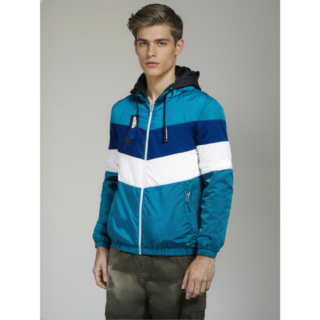 Jaket Hoodie Parasut Kombinasi Warna Biru Ungu Putih Pria Wanita Semi xtc Jaket Parasut Windruner