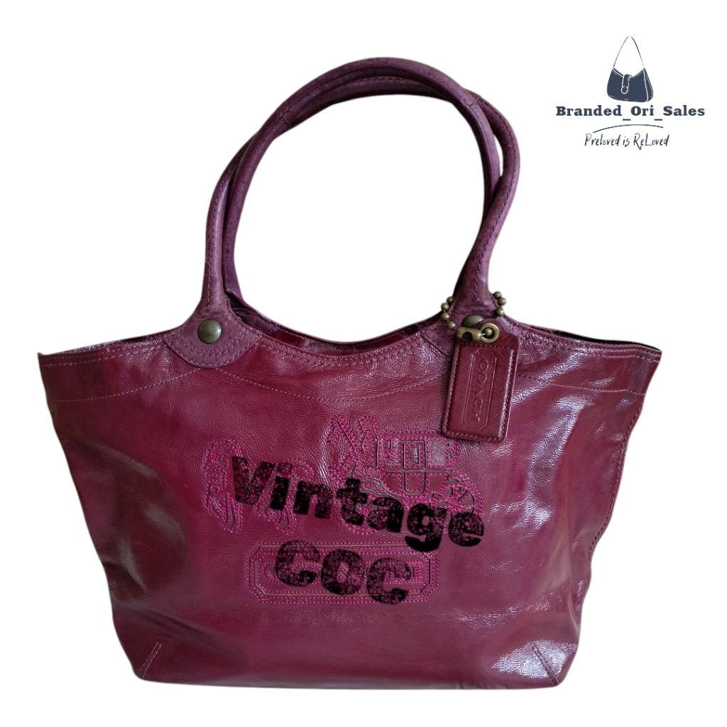 TAS TOTE VINTAGE COC'S BURGUNDY LEATHER BAG