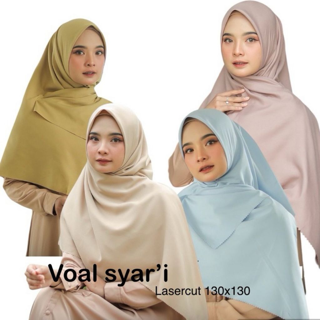 Voal Syar’i Lasercut 130x130 | Jilbab Voal Premium Anti Nerawang | Hijab Polos Syar’i Daily