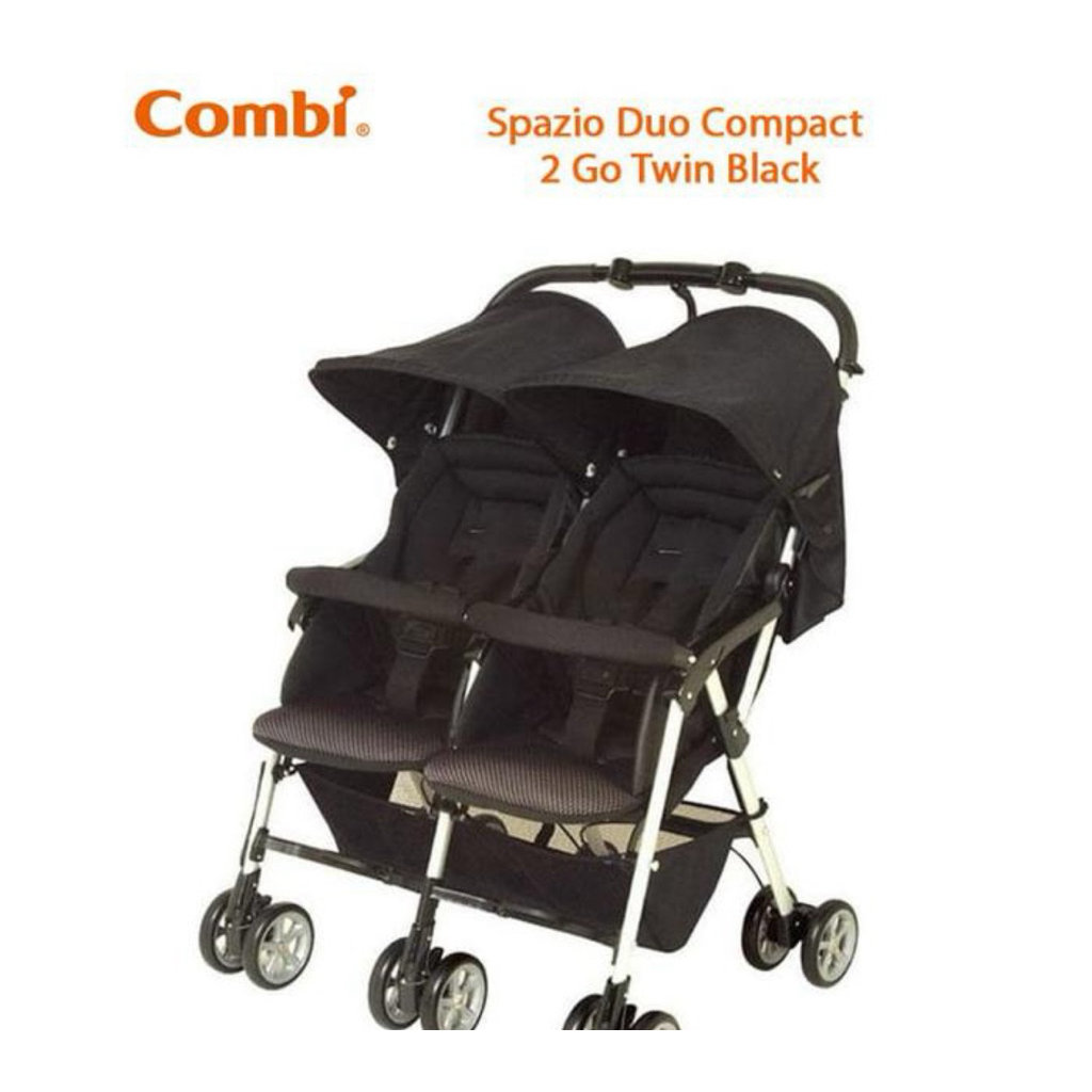 preloved combi spazio duo compact twin stroller warna black stroler anak kembar