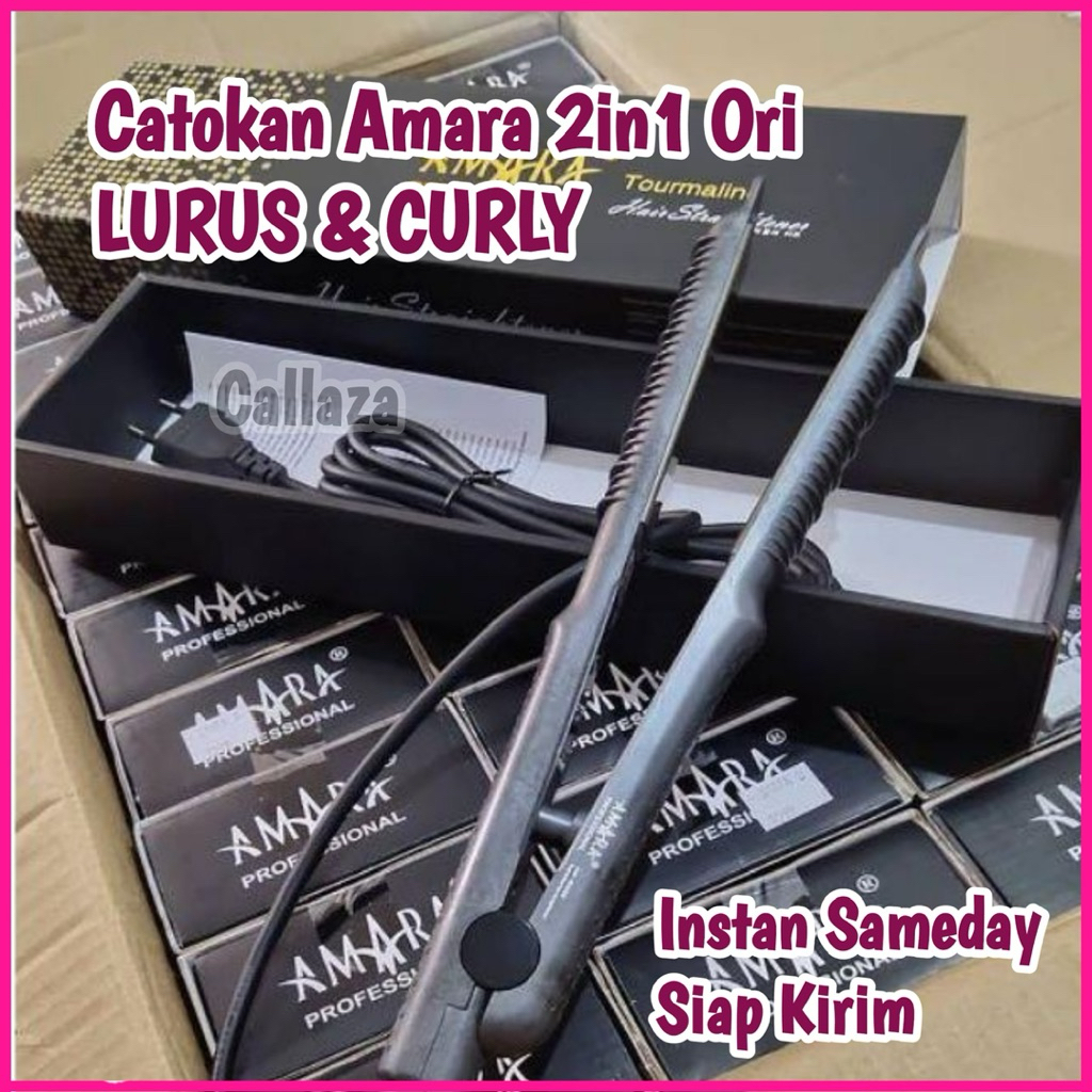AMARA 9299 Tourmaline Catokan Rambut Curly Lurus Salon Professional Catok Keriting Pelurus Rambut Am