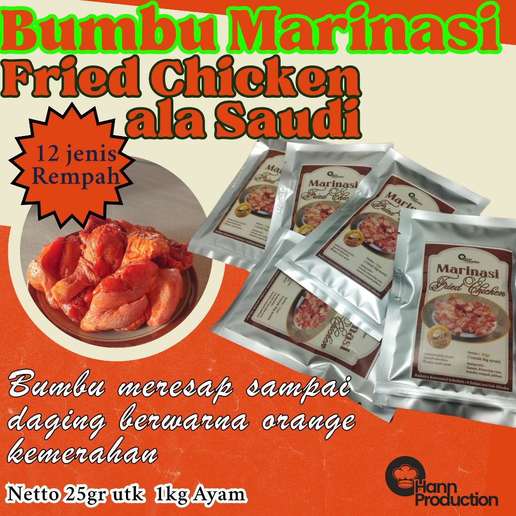

Bumbu Marinasi fried chicken rempah 25gr