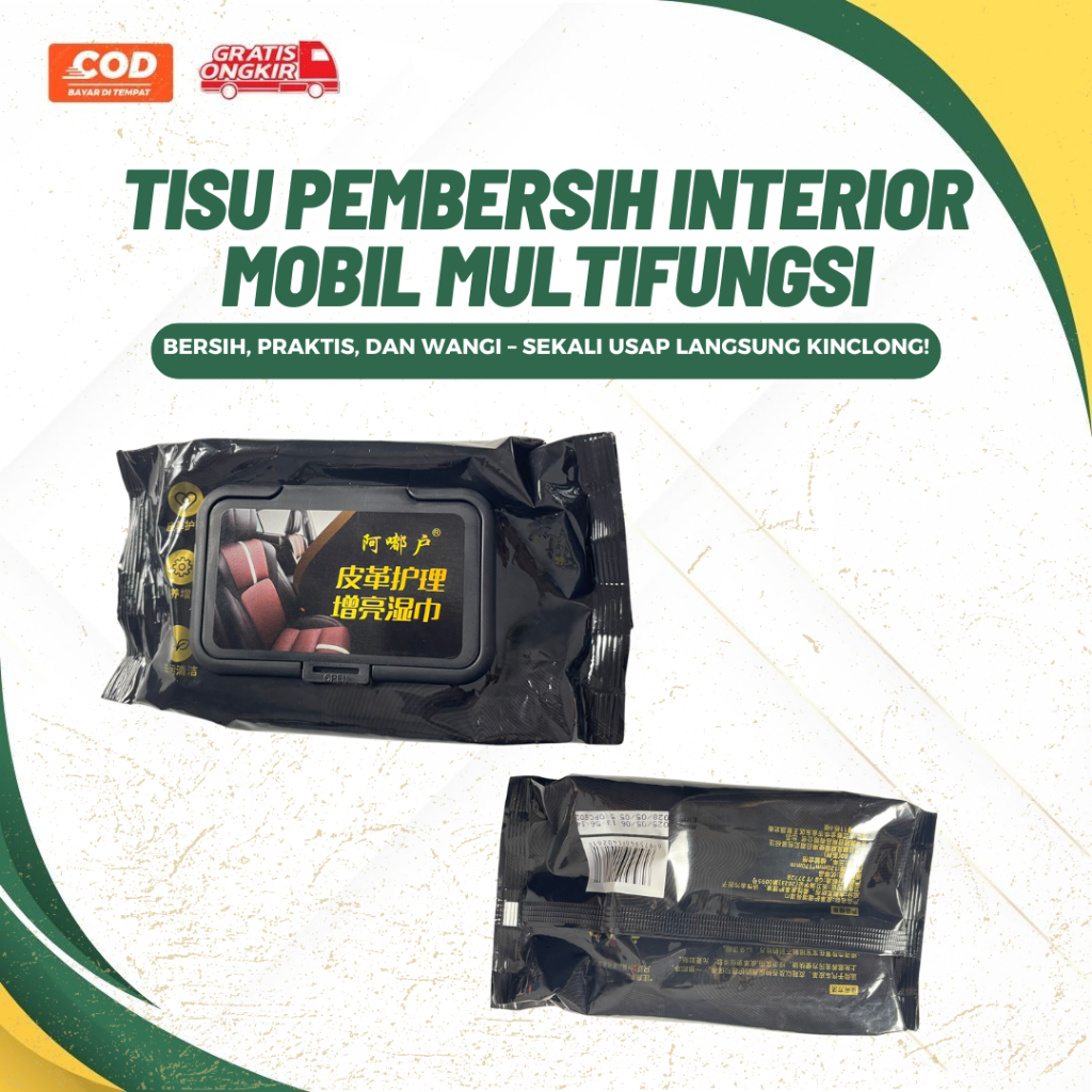 TISSUE BASAH PEMBERSIH INTERIOR MOBIL MULTIFUNGSI Isi 80 LEMBAR | Perawatan Sepatu Tas Kulit / Wet W