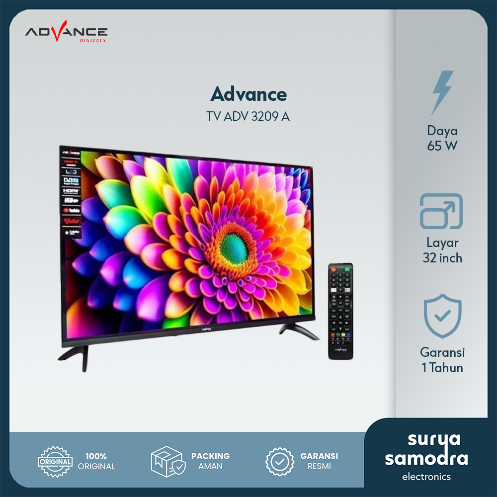 ADVANCE Smart Android TV LED 32 Inch ADV 3203A Televisi Digital DVB-T2 Panel LG WiFi