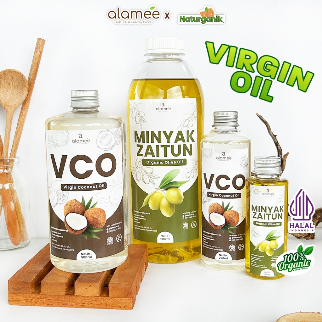 

alamee minyak nabati tanpa tambahan bahan kimia cocok untuk masakan sehat vco zaitun Naturganik