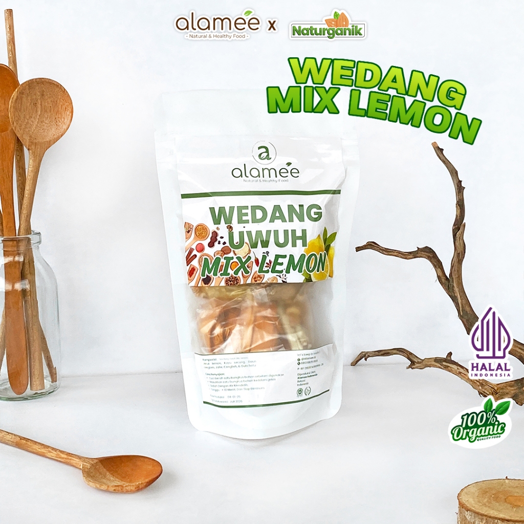 

ALAMEE Wedang Uwuh Mix Lemon Asli Rempah Minuman Herbal Alami Langsung Seduh Organik Naturganik
