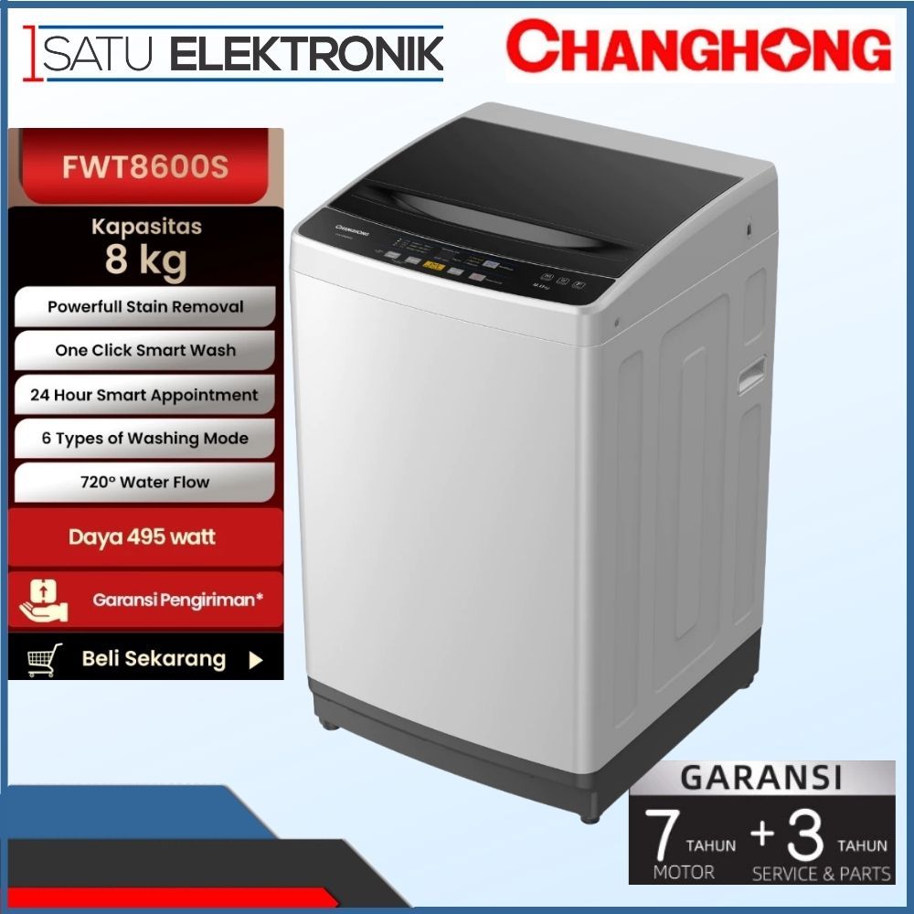 Changhong FWT8600S Mesin Cuci 1 Tabung Top Loading 8 kg FWT8600