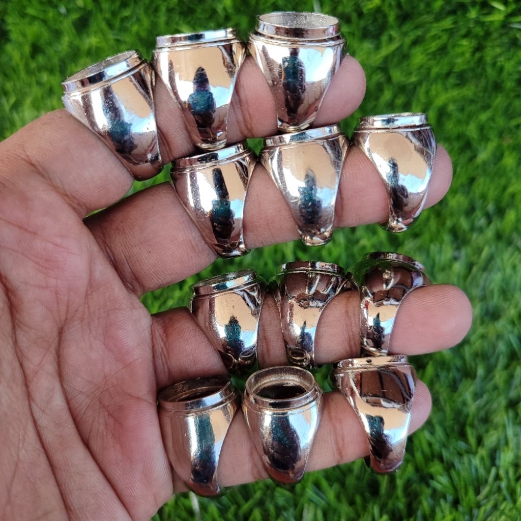 ( HARGA PERKODI ) GROSIR RING ALPAKA POLOS TANAM / EMBAN SUPER MOTIF NEW