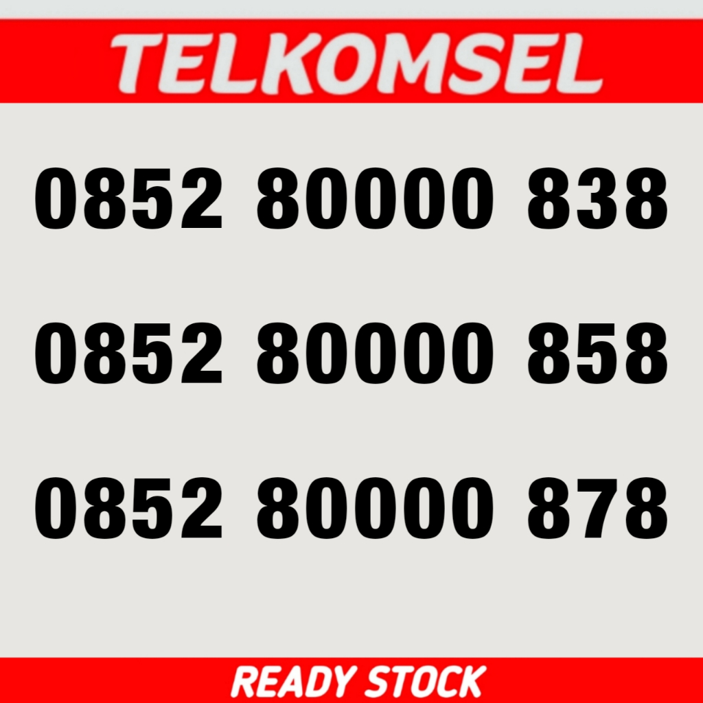 Kartu Perdana Nomor Cantik Telkomsel Hoki 80000 8x8 - 0852 80000 838 - 0852 80000 858 - 0852 80000 8