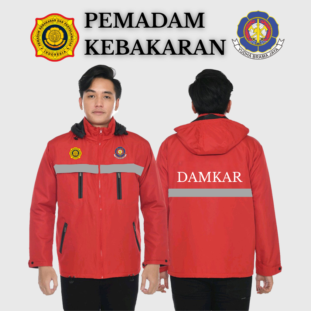 Jaket Custom DAMKAR YUDHA BRAMA JAYA PRIA WANITA SCOTLIGHT PARASUT WINDBREAKERS
