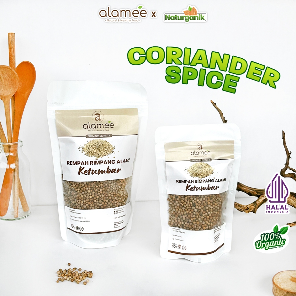 

ALAMEE Ketumbar Organik Biji Rempah Coriander Seed Utuh Rimpang Alami Spice Naturganik