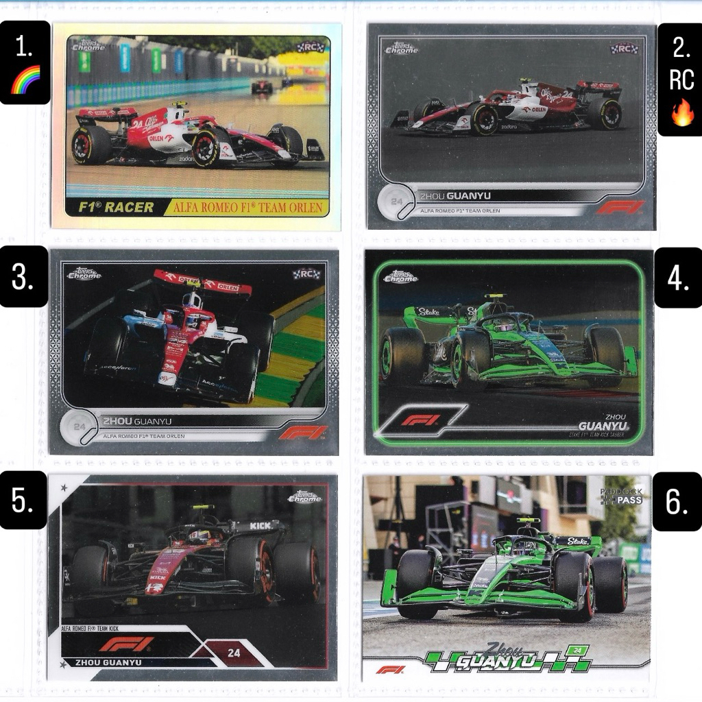 Kartu f1 Topps Chrome & Paddock - Zhou Guanyu (Kick & Alfa Romeo F1)