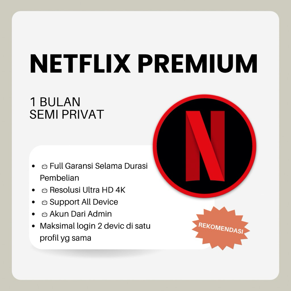 Akun Netflix Premium Streaming Film Semi Privat | Ultra HD 4K | Support Semua Device