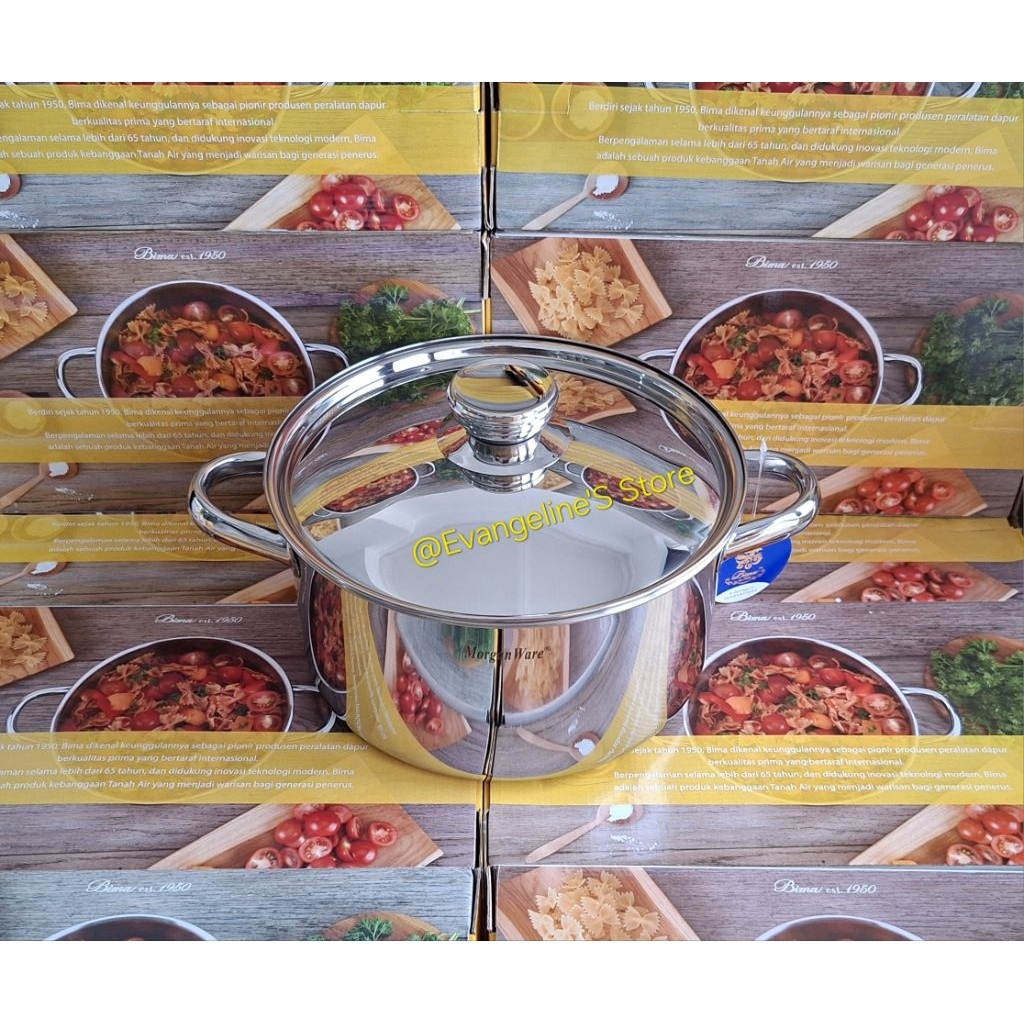 Bima MorganWare 400 Saucepot Panci 24 Cm dengan Tutup Stainless Tinggi 12 Cm