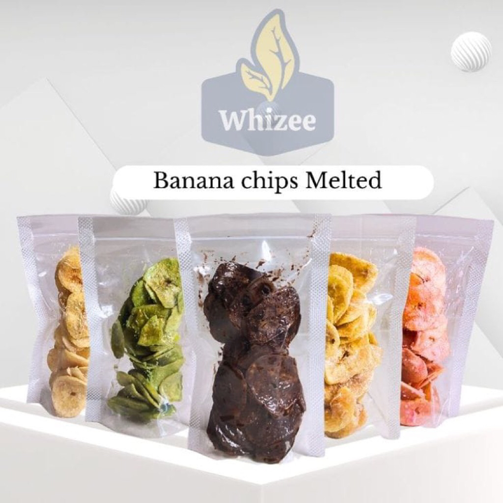 

Kripik pisang coklat lumer kemasan pouch isi 75 gram