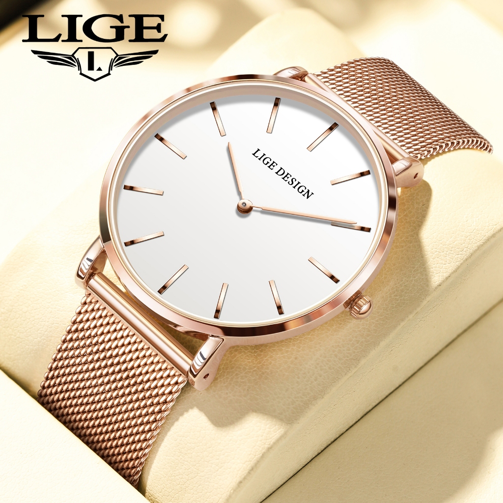 LIGE Baru Jam tangan Pria  Wanita Asli Kuarsa Tahan air  Multifungsi  Olahraga Jam tangan