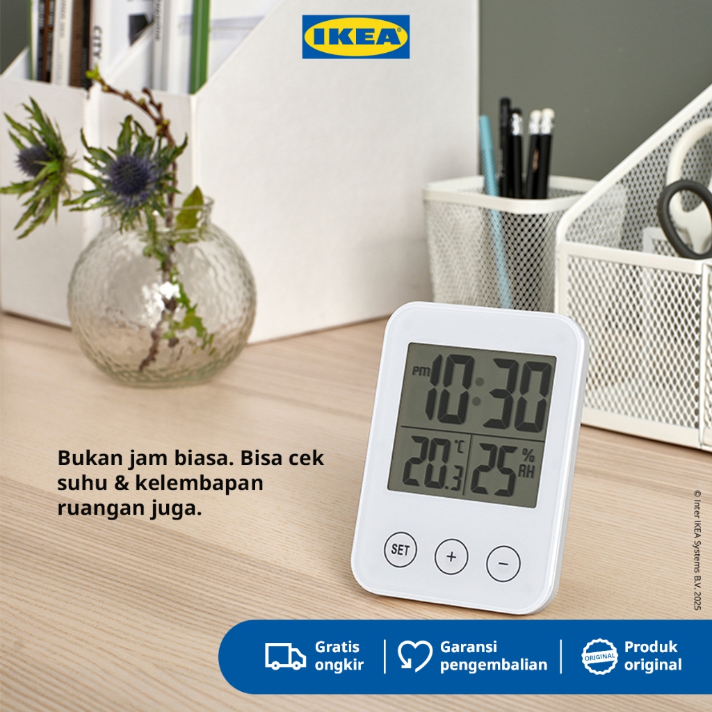 IKEA SLATTIS Jam Meja Dengan Hygrometer / Termometer