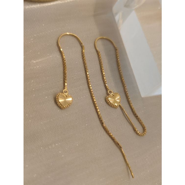 anting emas 8k model variasi drop tusuk panjang