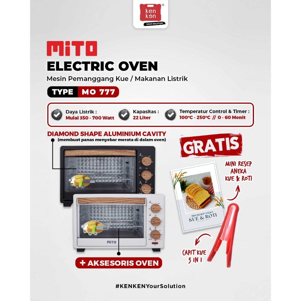 MITO Hit Electric Oven Listrik Pemanggang Elektrik Rotisery MIcrowave MO 777 MO-777 Gratis Buku Rese