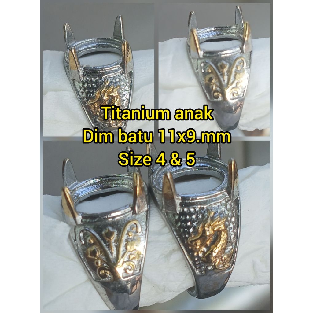 Ring Cincin Batu Akik/ Gagang Emban Titanium Size Anak Batu Kecil