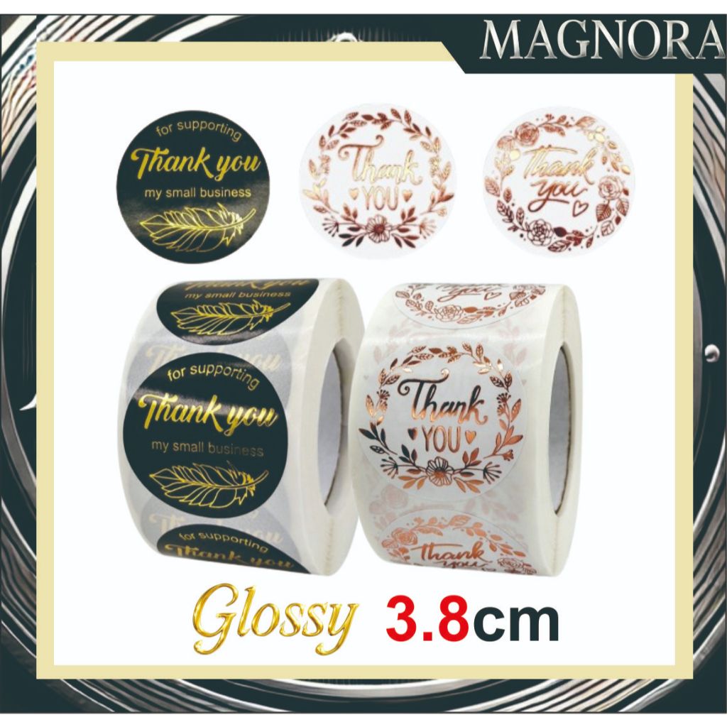 

Sticker Thank You Roll Besar 3.8cm isi 500 Glossy Stiker Label Ucapan Terima Kasih Kilau by Magnora
