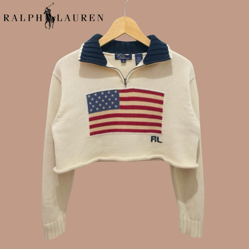 Polo Ralph Lauren Half Zip Flag Cotton Sweater