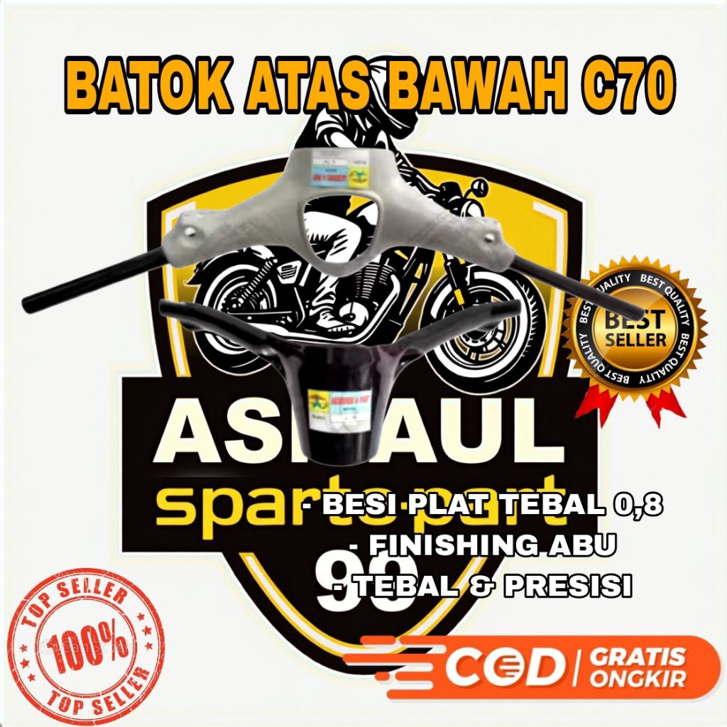 Stang Setang Motor Batok Honda C70 Atas Full Besi Tebal Murah / Stang Stir Batok Atas Bawah C70