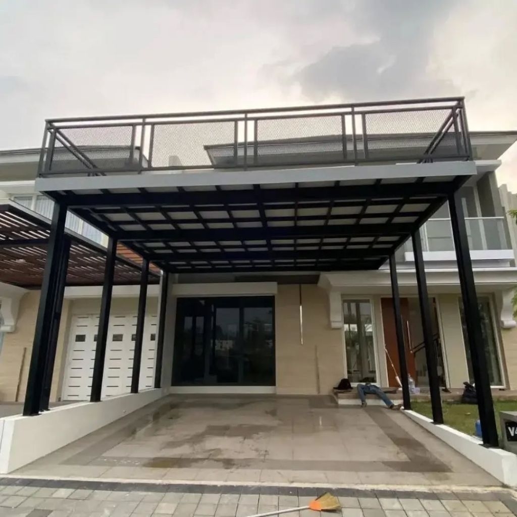 mezanine rumah outdoor minimalis rangka hollow galvanis,model GRC