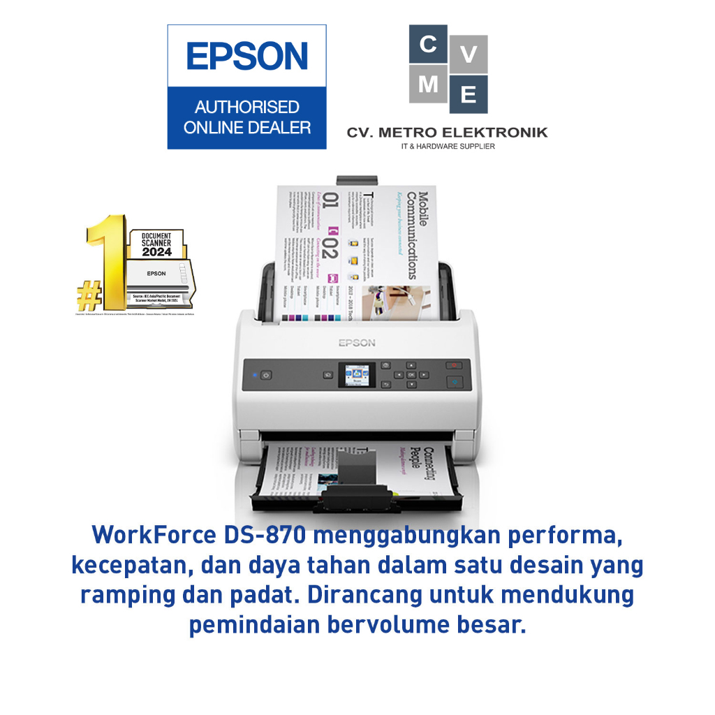 Scanner EPSON WORKFORCE DS-870 DS870 DS 870 A3 Dilipat Garansi Resmi