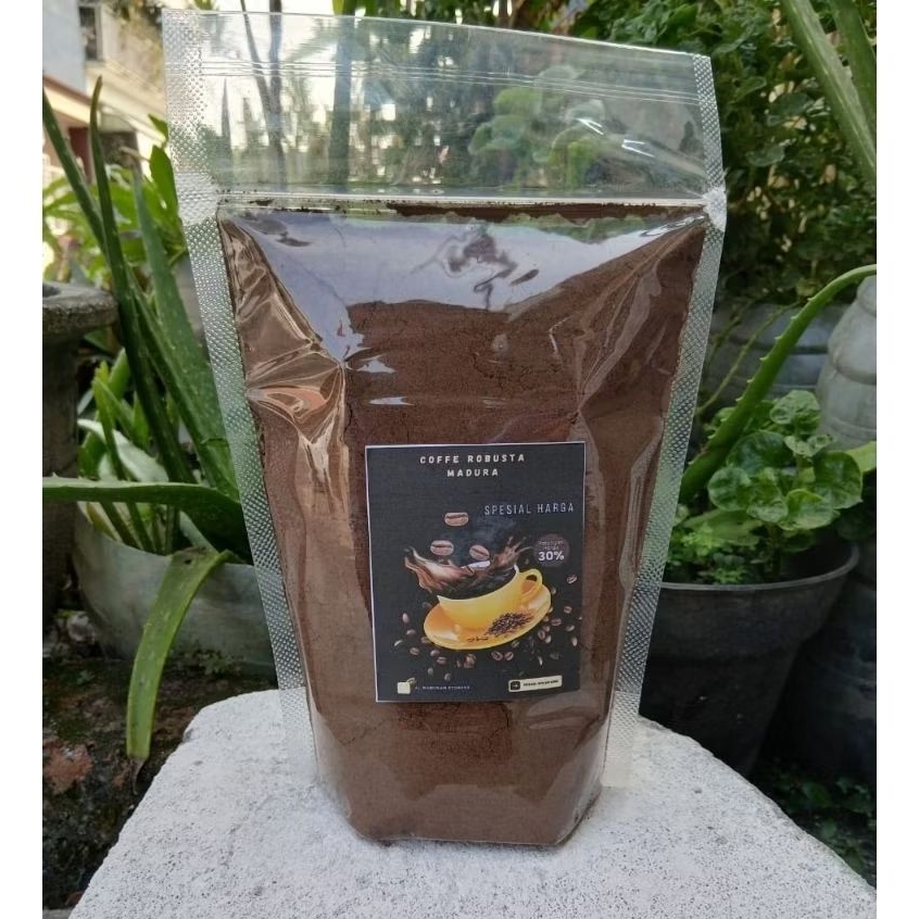 

Coffee robusta madura/ kopi bubuk hitam/kopi pahit hitam tanpa gula kemasan 500grm