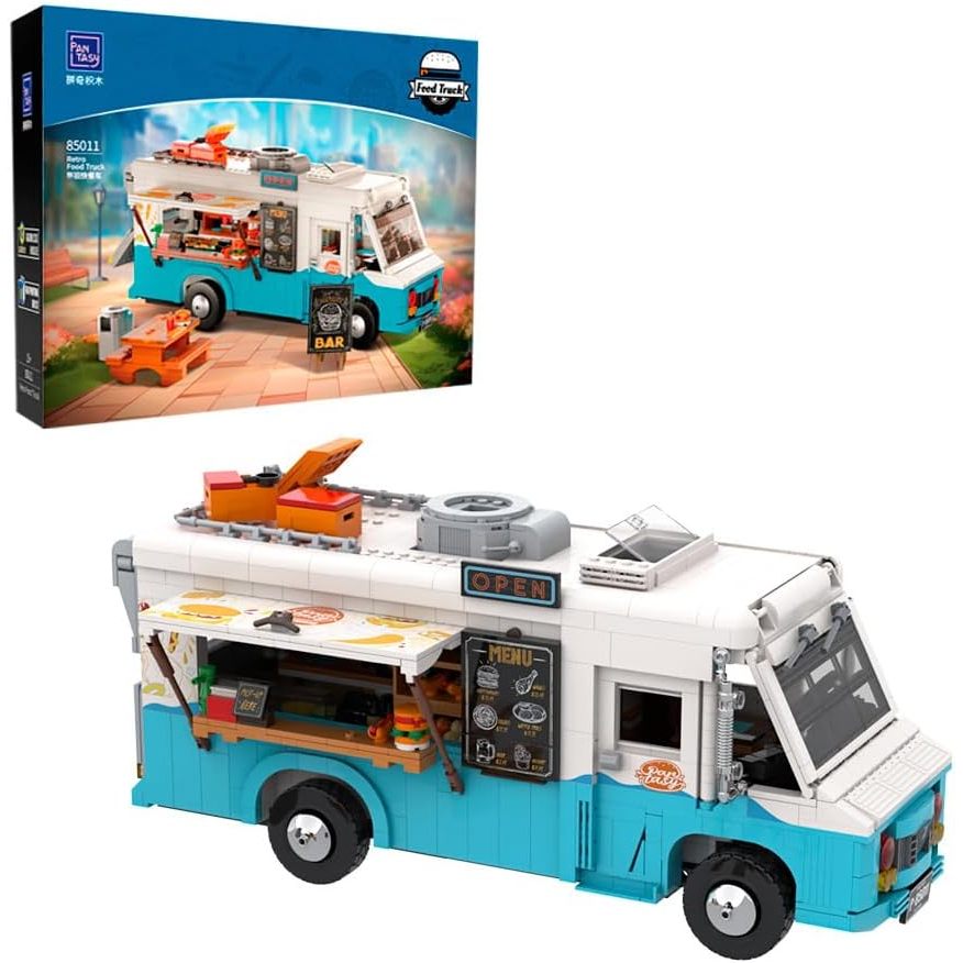 PANTASY Nostalgic Food Truck Building Set-Camper Vehicles Construction Building Bricks Set Retro