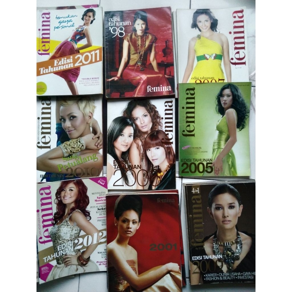 Majalah FEMINA EDISI TAHUNAN 1998, 2001, 2005, 2007, 2009, 2011, 2012, 2016, 2017