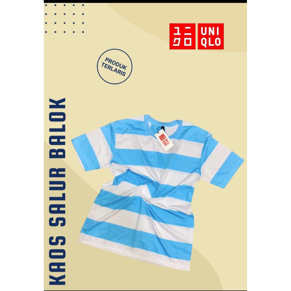 Kaos Pria Garis Uniqlo Style – Bahan Katun Tebal Nyaman