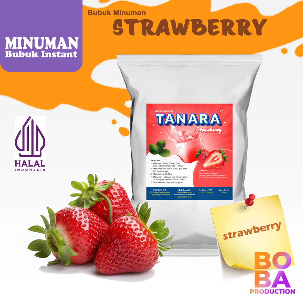 

TANARA Bubuk Minuman Strawberry 1kg - Bubuk Premium - BobaProduction