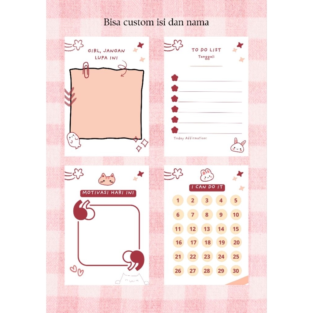

Sticky Notes Custom Nama Aesthetic (Memo Daily Reminder) To Do List, Habbit Tracker, Reminder