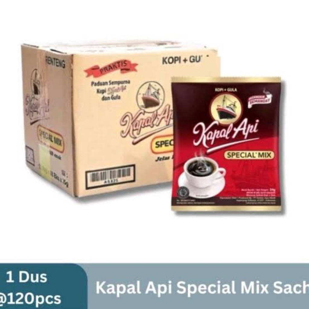 

KOPI KAPAL API SPECIAL MIX 25 gr KOPI DUS = 120 pc Kopi + Gula Special Mix Jelas Lebih Enak