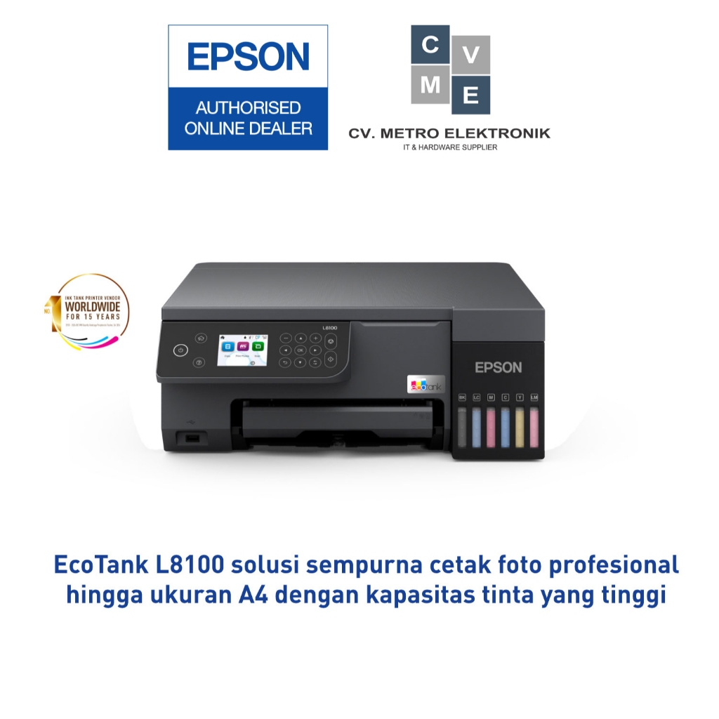 EPSON Printer Epson L8100 L-8100 Printer Foto A4 ID Card Wireless WiFi Direct Print Scan Copy Pengan