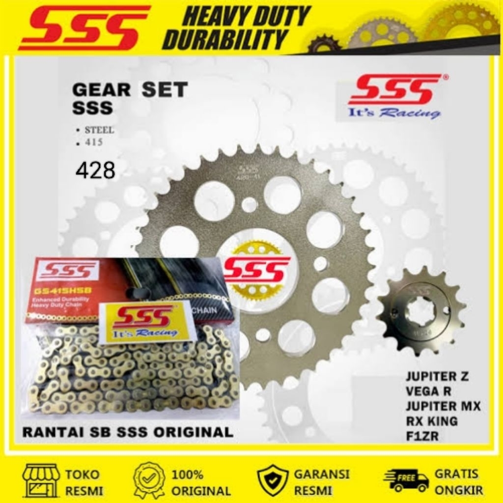 Gir Set SSS Yamaha Jupiter, Mx 135, RXZ, Rx King Fizr Tipe 428/415