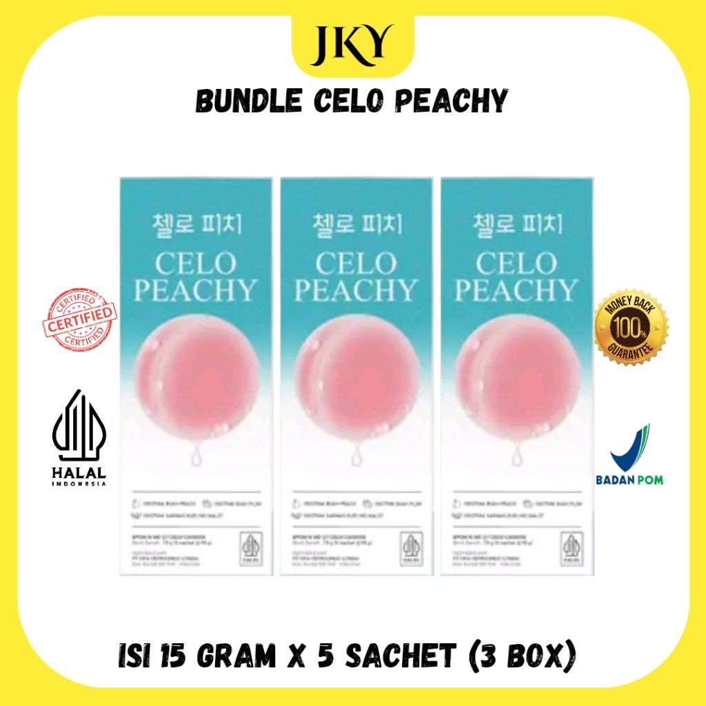 

(READY STOCK SIAP DIKIRIM) BUNDLE 3 BOX CELO PEACH FLAVOR - celo.beaute - celobeautebycece - celobeauteofficial
