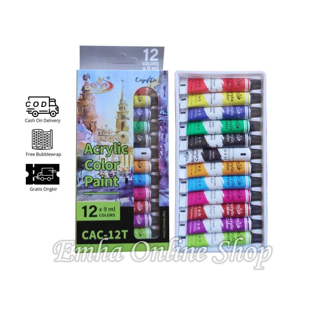

Cat Akrilik Set Acrylic Colours Paint Series 12 Warna 9 Ml Artist Series Stationery