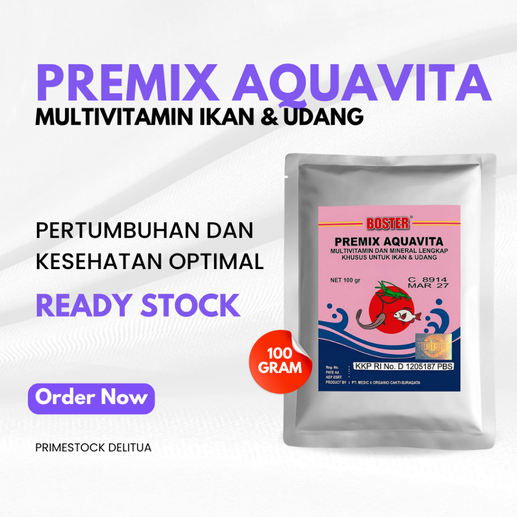 Premix Aquavita 100g - Multivitamin dan Mineral Lengkap untuk Ikan dan Udang
