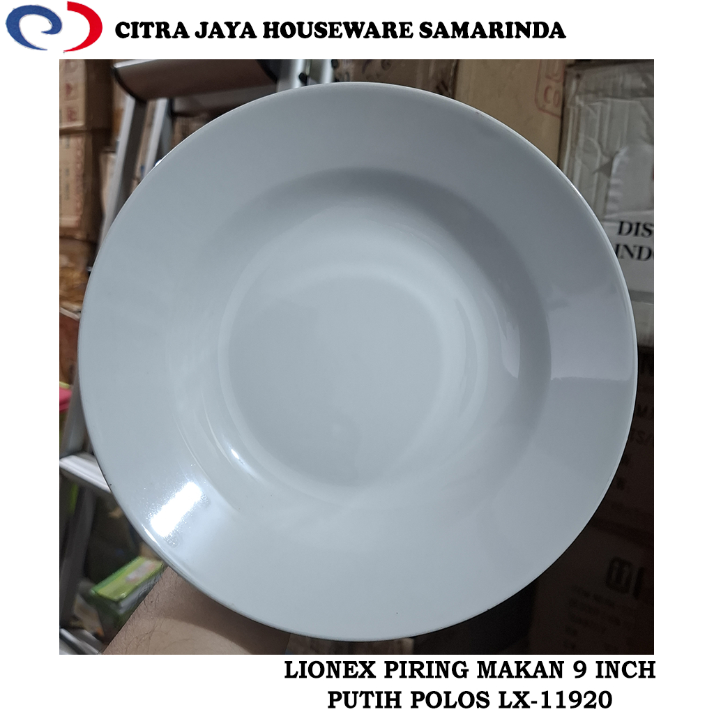 Piring Makan Keramik TEBAL 9 INCH (6 PCS / 1 LUSIN) Putih Polos LIONEX LX-11920