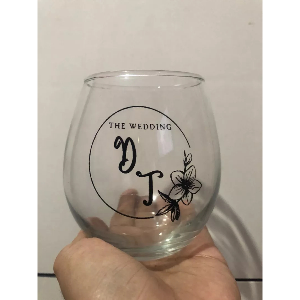 SOUVENIR GELAS KACA TUSCANY CUSTOM NAMA / GELAS TELOR CUSTOM NAMA