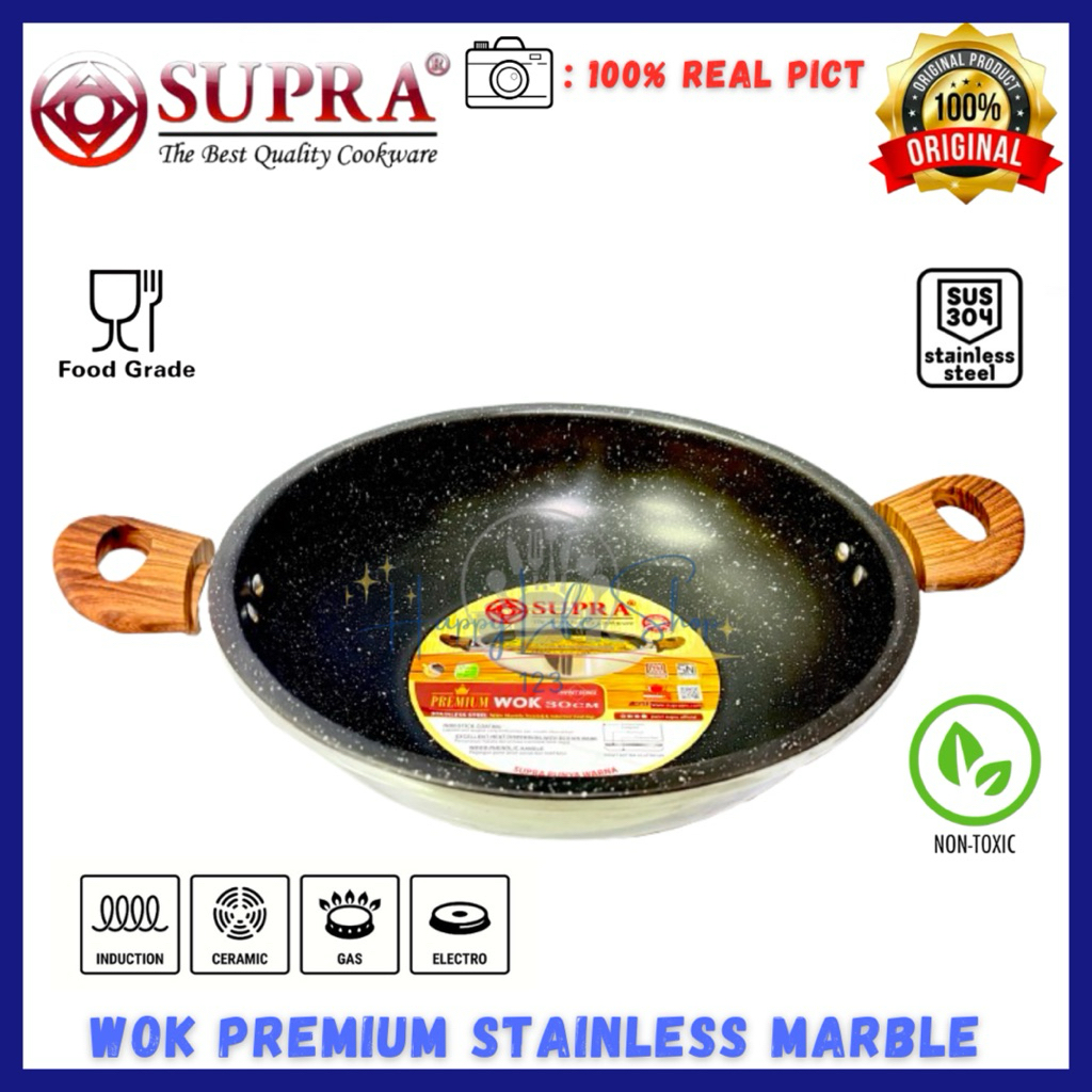Wok 30cm Stainless Steel Marble Coating/SUPRA Wok 30cm Impact Premium
