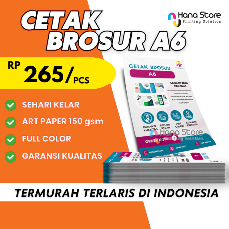 

CETAK BROSUR A6 TERMURAH || FULL COLOR || CUSTOM BROSUR ( 1 sisi / 2 sisi )