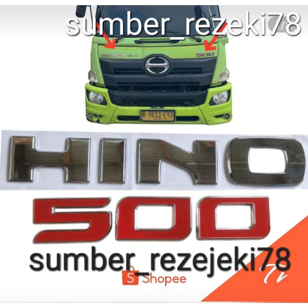 emblem timbul  HINO 500/emblem tulisan Hino 500/emblem kap mesin Hino 500/emblem 500