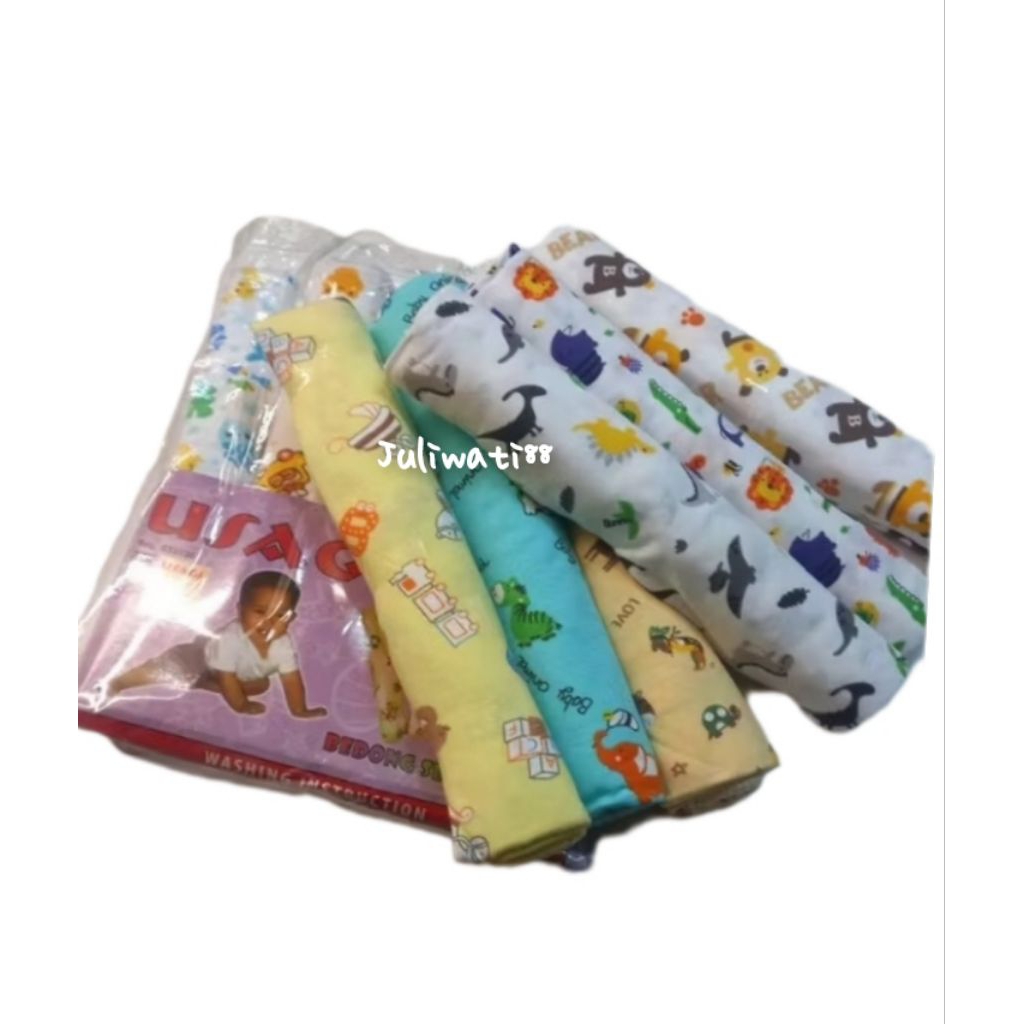 (6pcs)Bedong Halus Bayi Usagi Baby 90 x 110 Polos,motif warna/motif putih